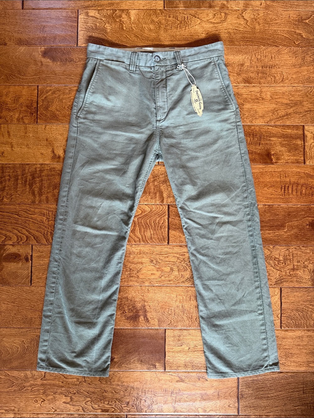 Freenote Cloth Deck Pant Olive - Made in USA - Custom Cotton Fabric From Japan